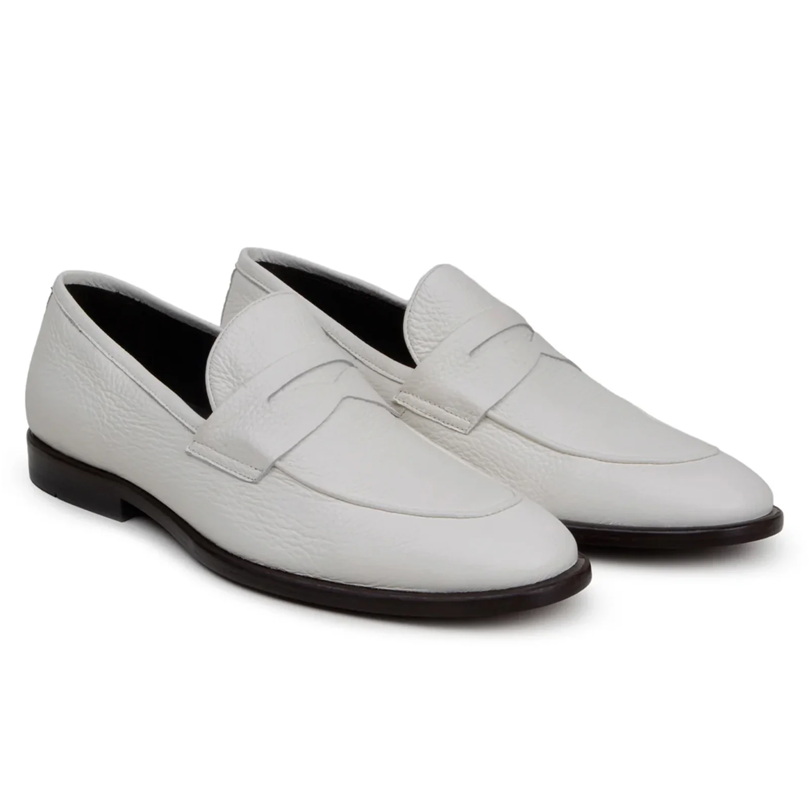 Men's Belvedere Nohr Italian Deerskin Penny Loafer Dress Shoe in Milk White - Image 2