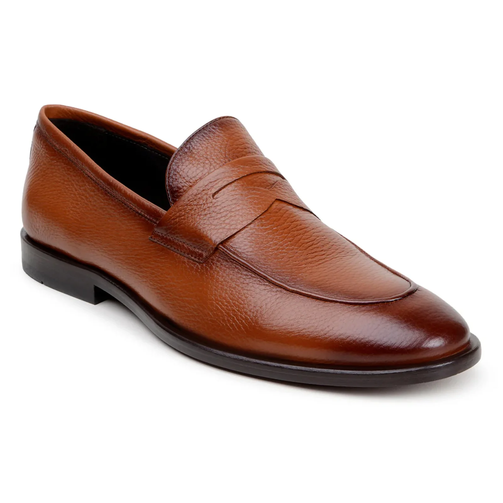 Men's Belvedere Nohr Italian Deerskin Penny Loafer Dress Shoe in Tan - Image 2