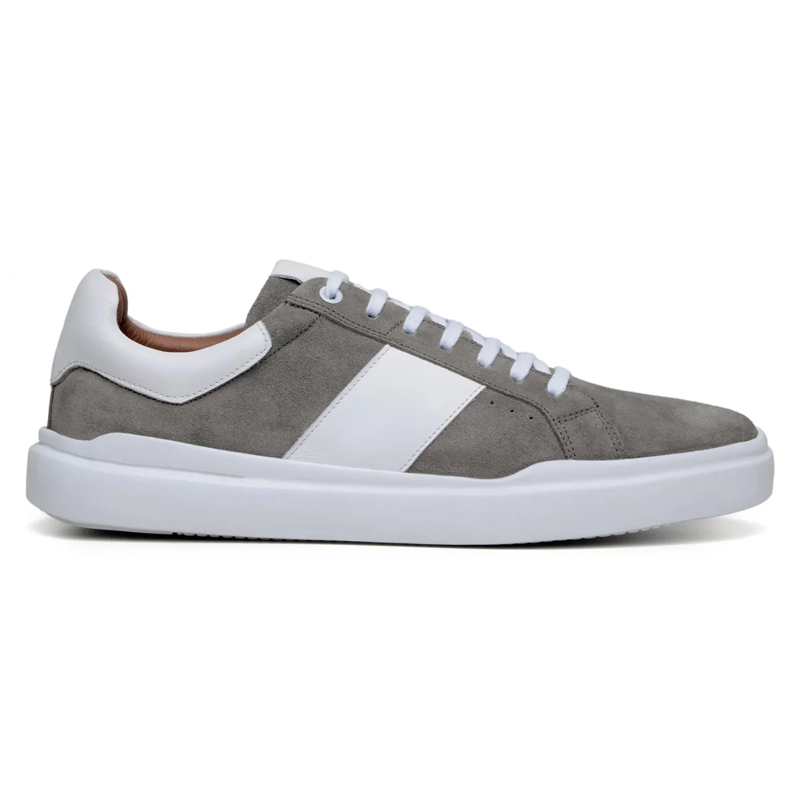 Men's Belvedere Olivier Suede Tennis Shoe in Grey & White