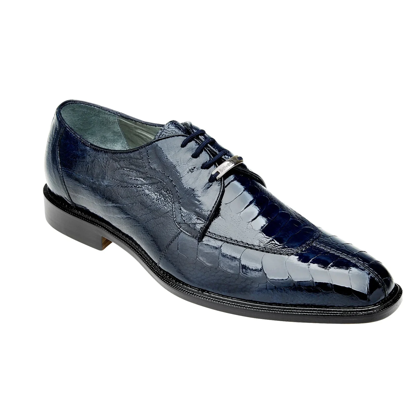 Men's Belvedere Siena Ostrich Leg Moc Toe Dress Shoe in Navy - Image 2