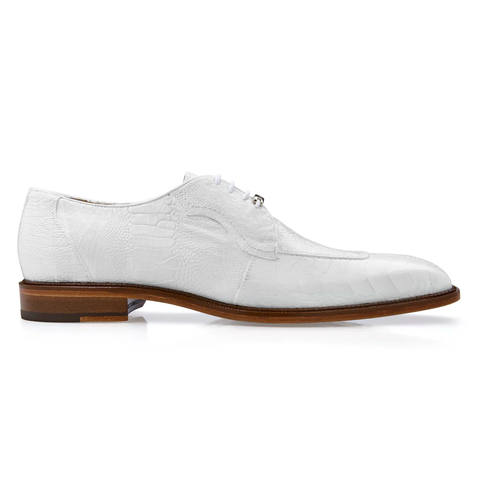 Men's Belvedere Siena Ostrich Leg Moc Toe Dress Shoe in White