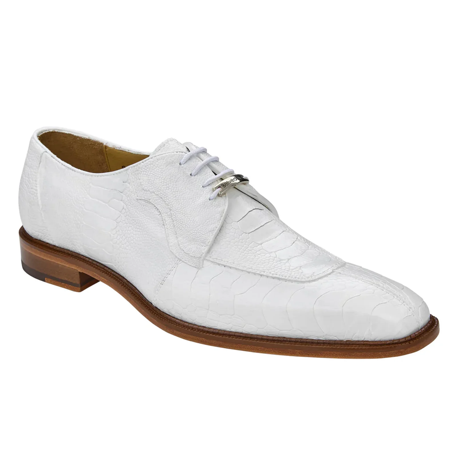 Men's Belvedere Siena Ostrich Leg Moc Toe Dress Shoe in White - Image 2