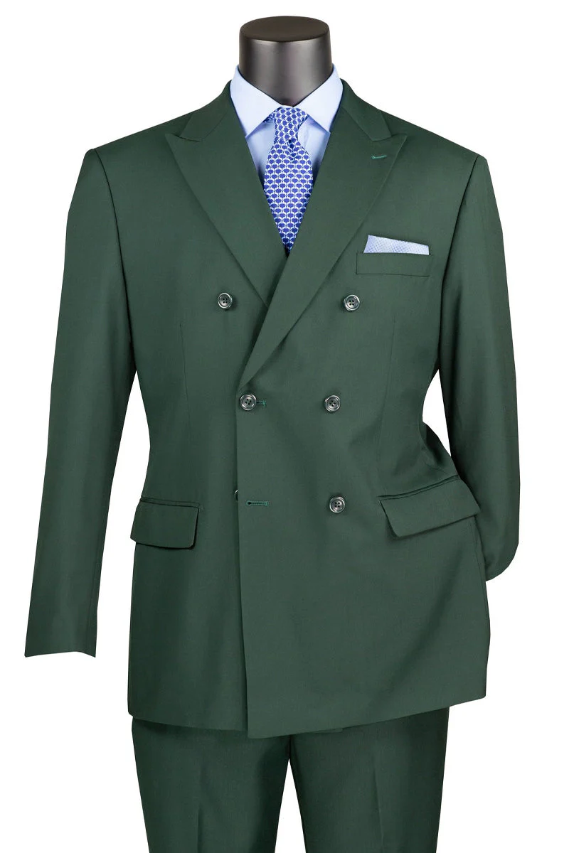 Men's Classic Double Breasted Suit in Hunter Green