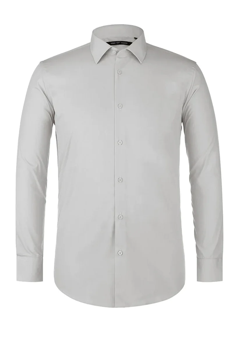 Mens Classic Fit Spread Collar Dress Shirt in Grey - Image 2