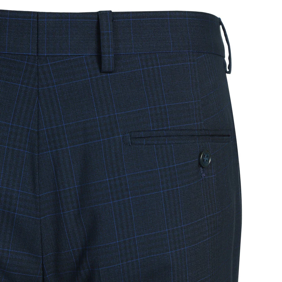 Mens Classic Fit Two Button Suit in Dark Blue Windowpane Plaid Check - Image 8