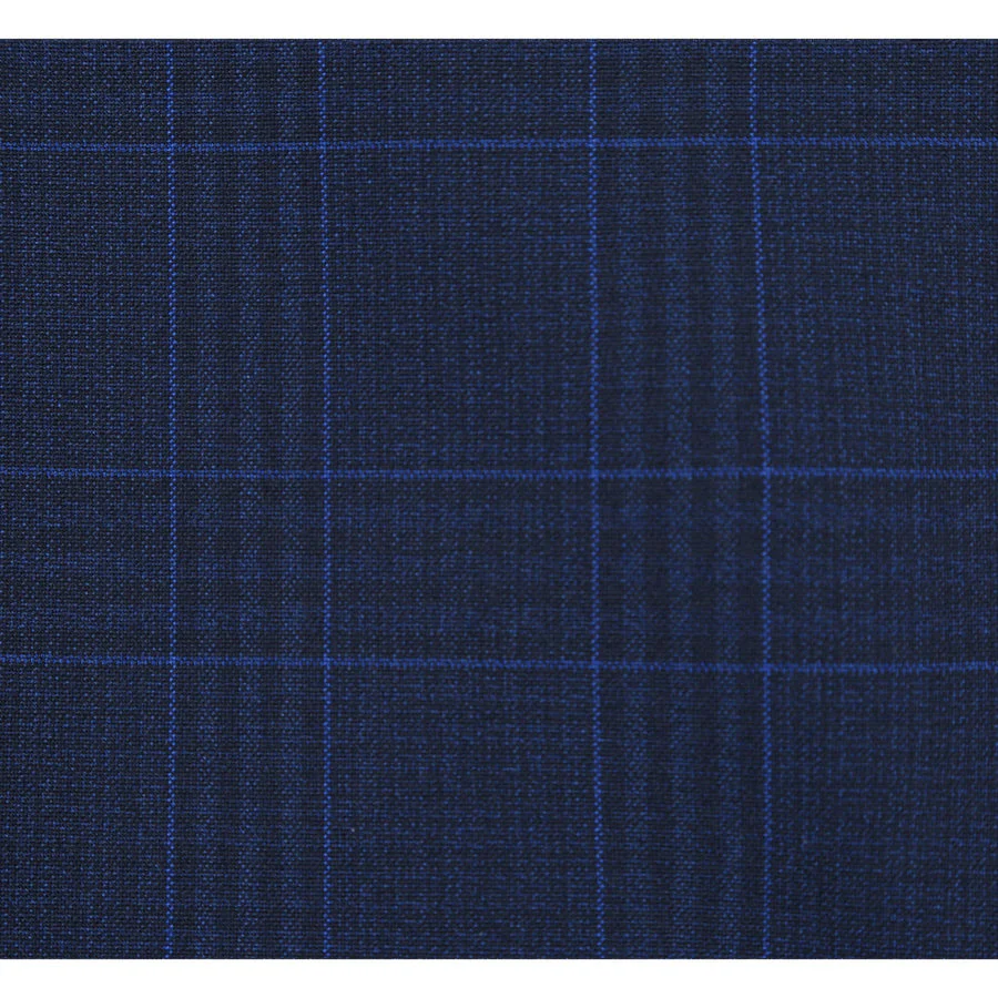 Mens Classic Fit Two Button Suit in Dark Blue Windowpane Plaid Check - Image 9