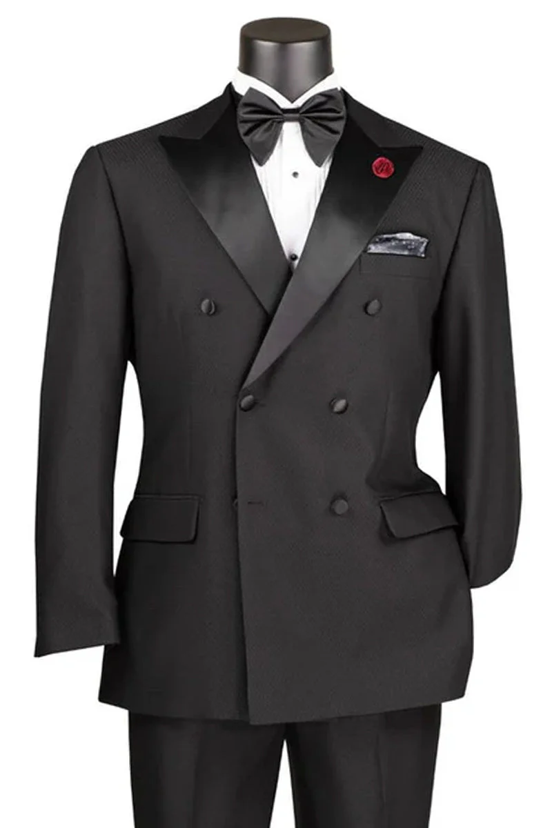 Men's Classic Modern Fit Double Breasted Tuxedo in Black