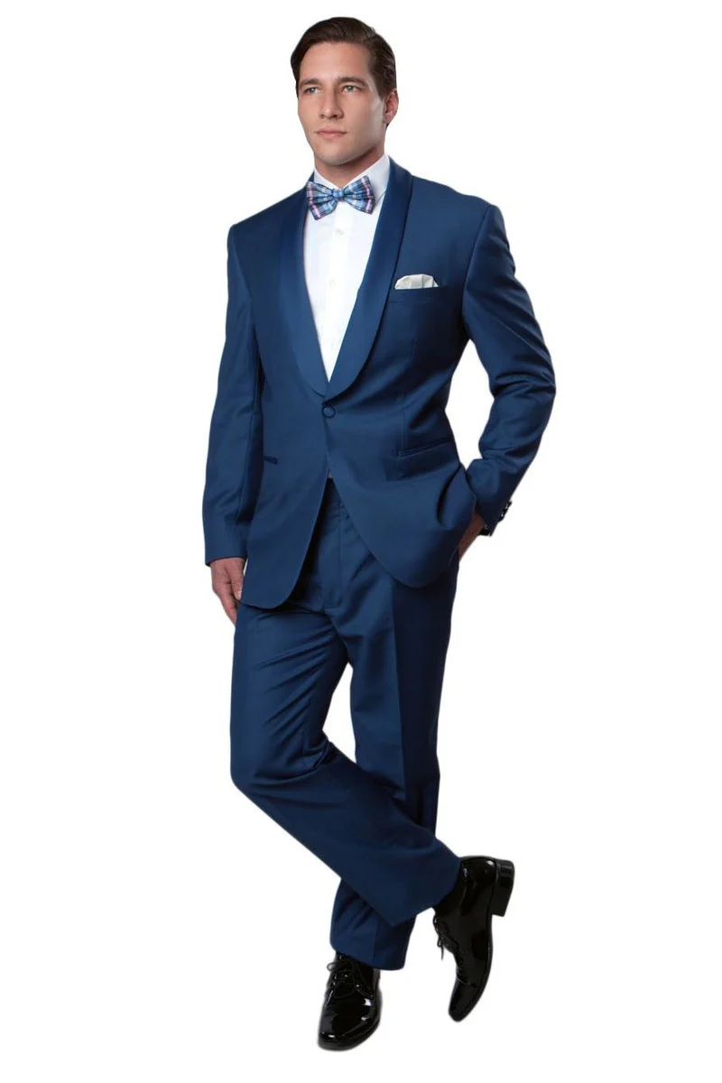 Men's Classic Slim Fit Shawl Lapel Tuxedo in Midnight Blue - Image 2