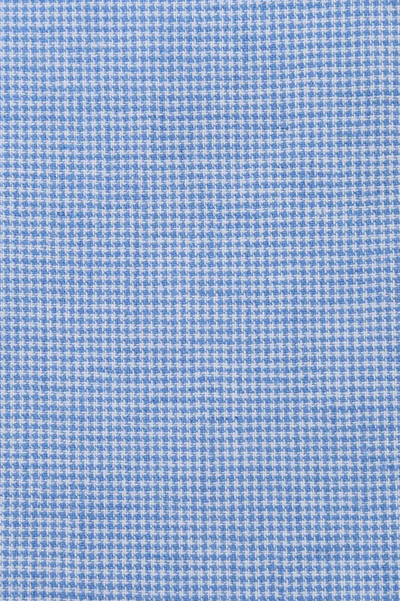 Mens Classic Two Button Linen & Cotton Summer Sport Coat Blazer in Sky Blue Houndstooth - Image 2