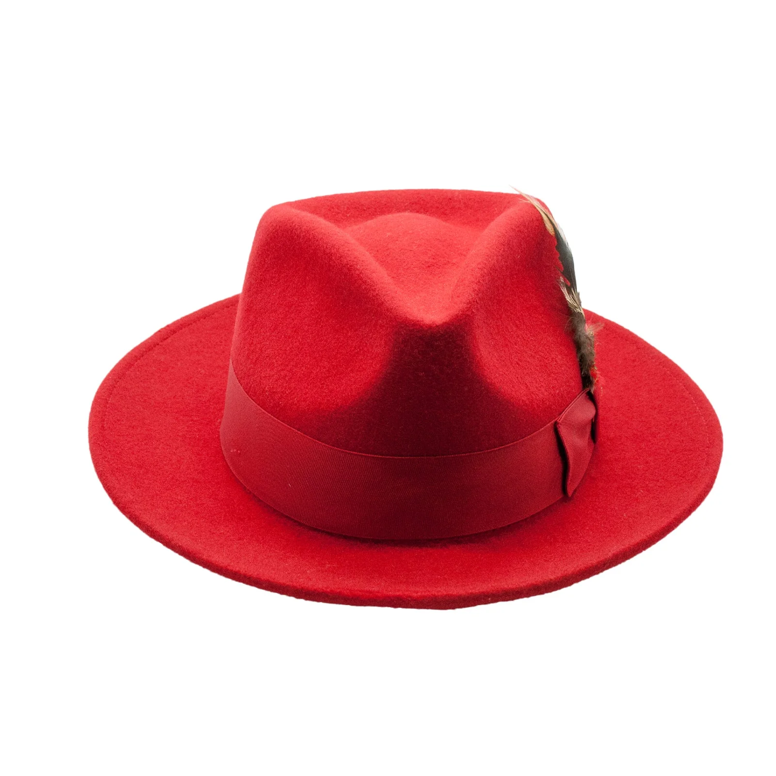 Mens Classic Wool Fedora Dress Hat in Red - Image 2