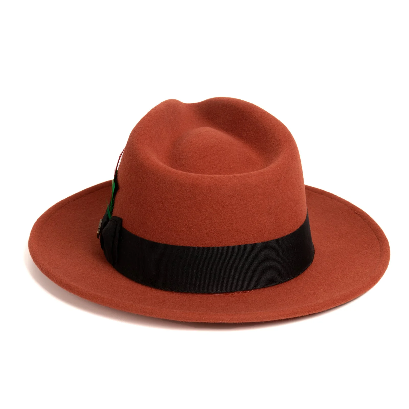 Mens Classic Wool Fedora Dress Hat in Rust - Image 2