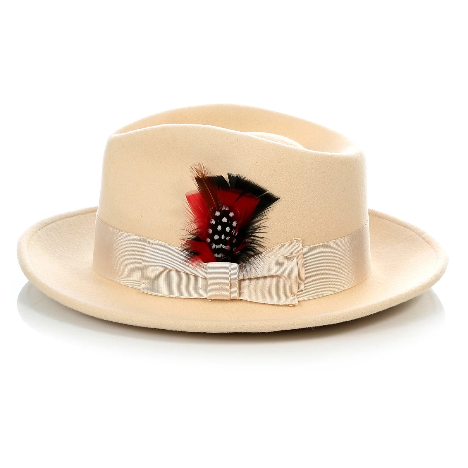 Mens Classic Wool Fedora Dress Hat in Tan - Image 3