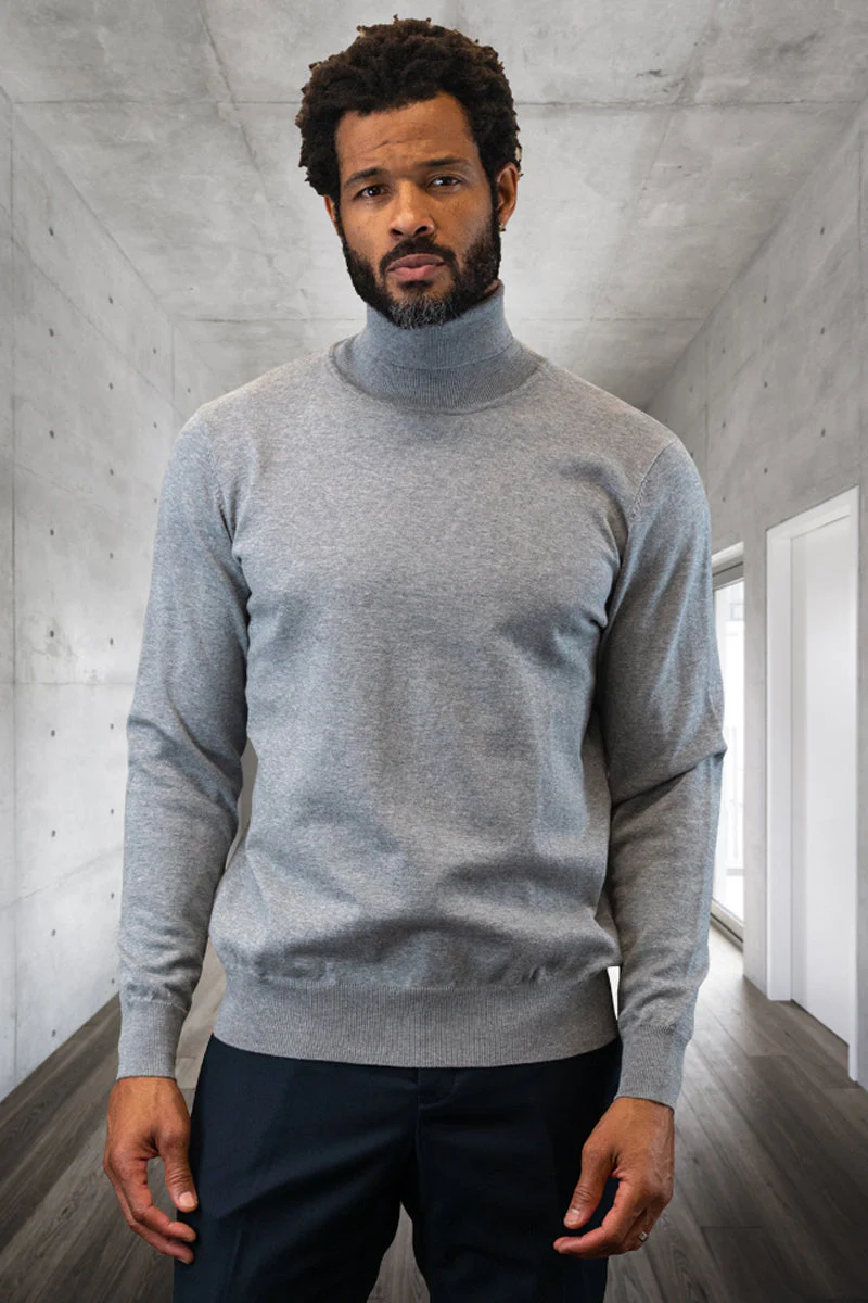 Men's Designer Wool & Cashmere Dress Sweater in Grey