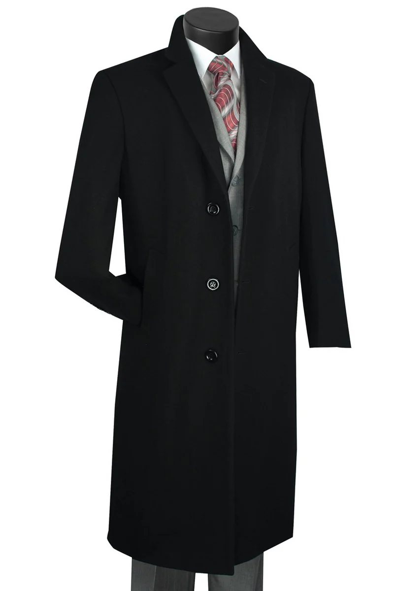 Men's Full Length Wool & Cashmere Overcoat in Camel - Image 4