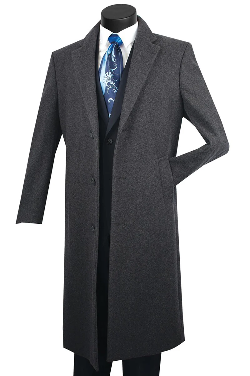 Men's Full Length Wool & Cashmere Overcoat in Camel - Image 5