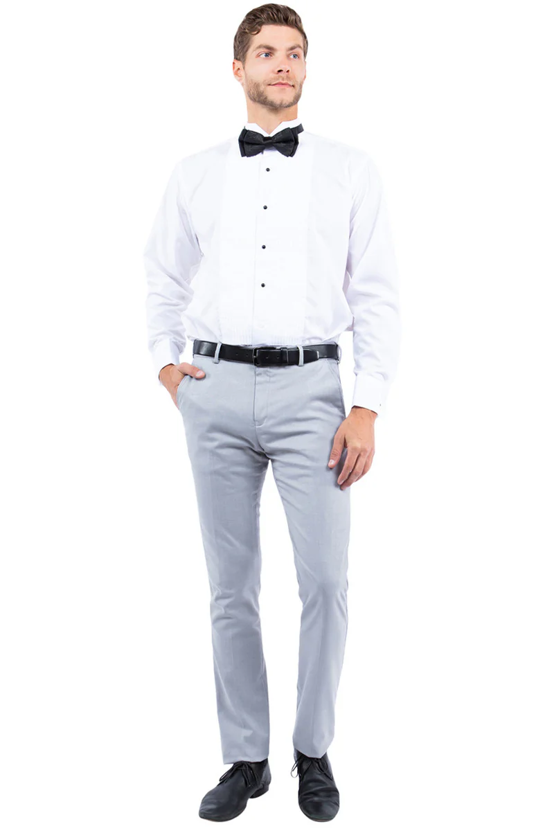 Men's Modern Fit Flat Front Tuxedo Separates Pants in Light Grey - Image 2