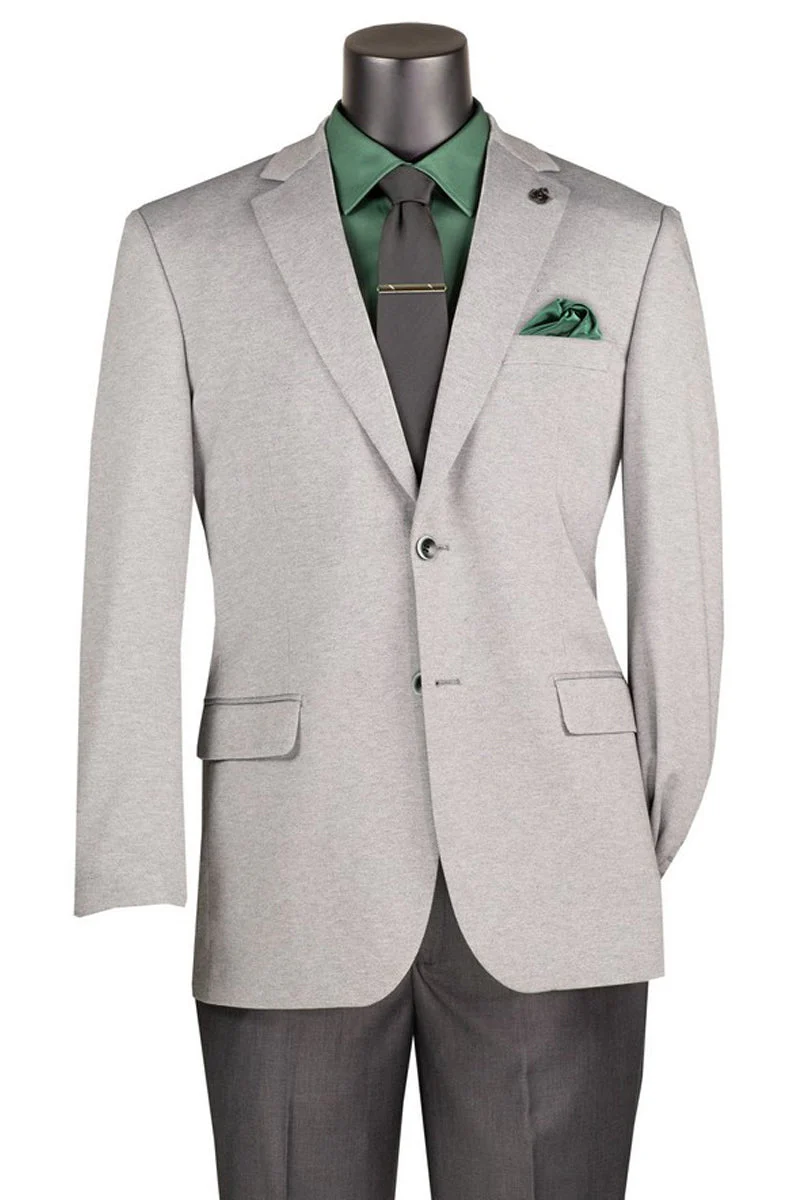 Men's Modern Fit Textured Super Stretch Blazer in Light Grey