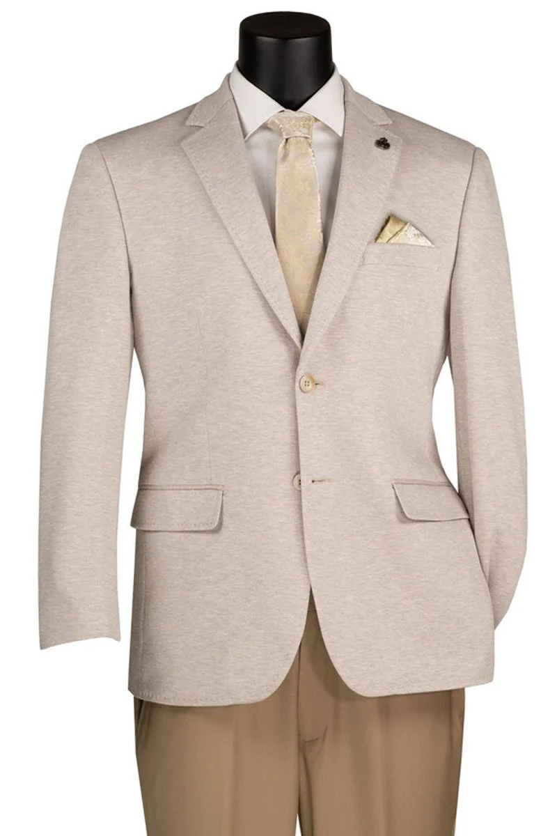 Men's Modern Fit Textured Super Stretch Blazer in Tan