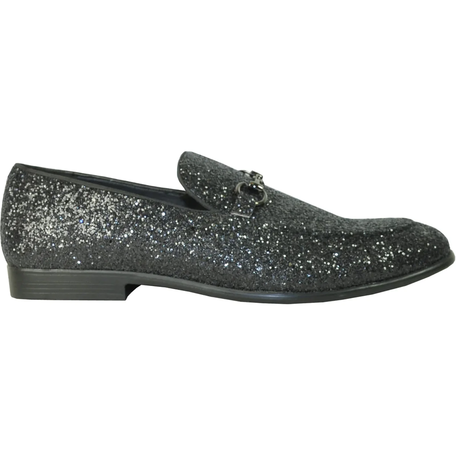 Mens Modern Glitter Sequin Prom Tuxedo Loafer in Black - Image 2
