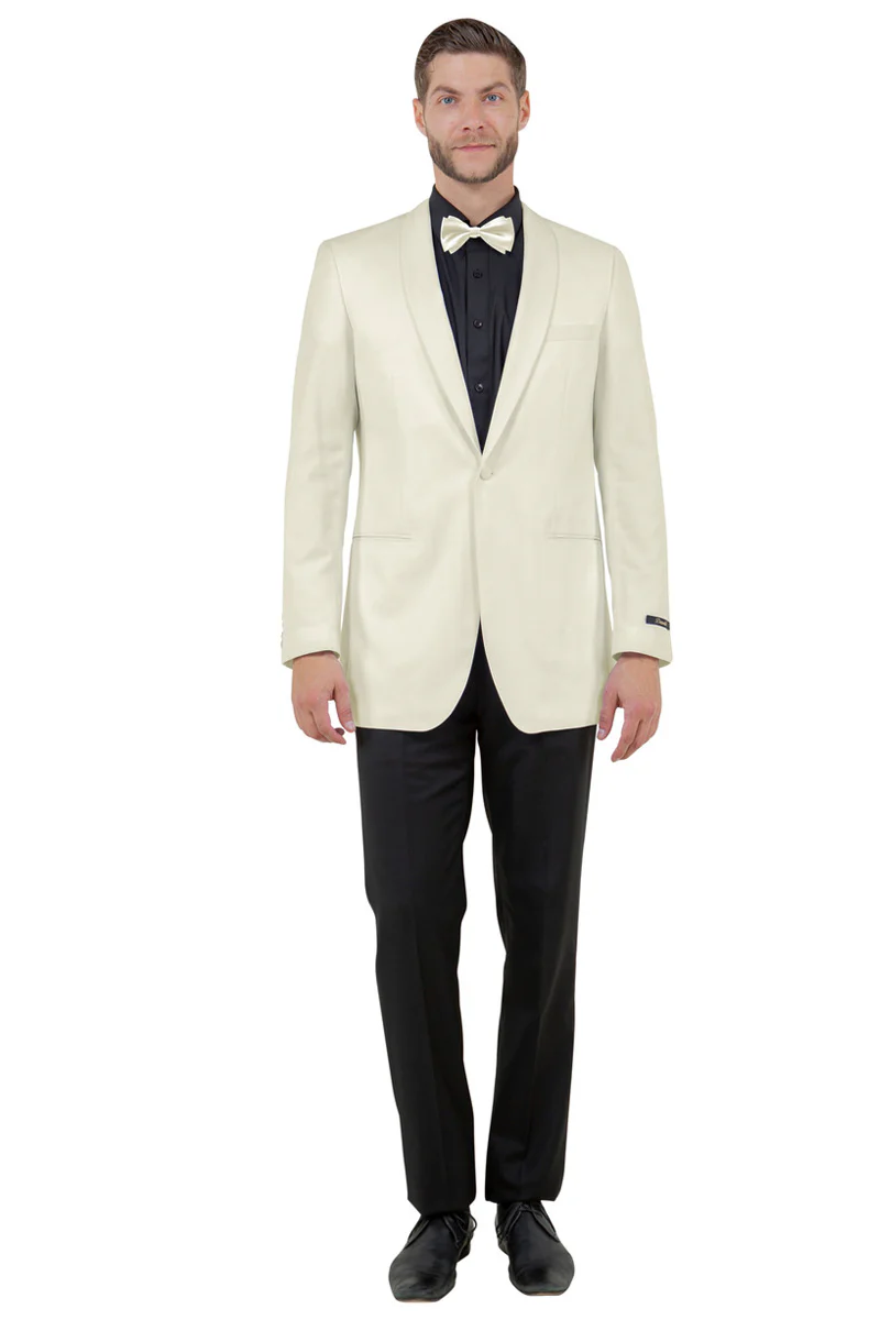 Men's One Button Shawl Dinner Jacket in Ivory Off White - Image 2
