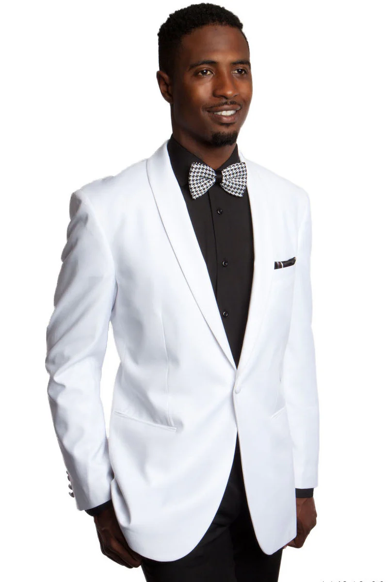 Men's One Button Shawl Dinner Jacket in White