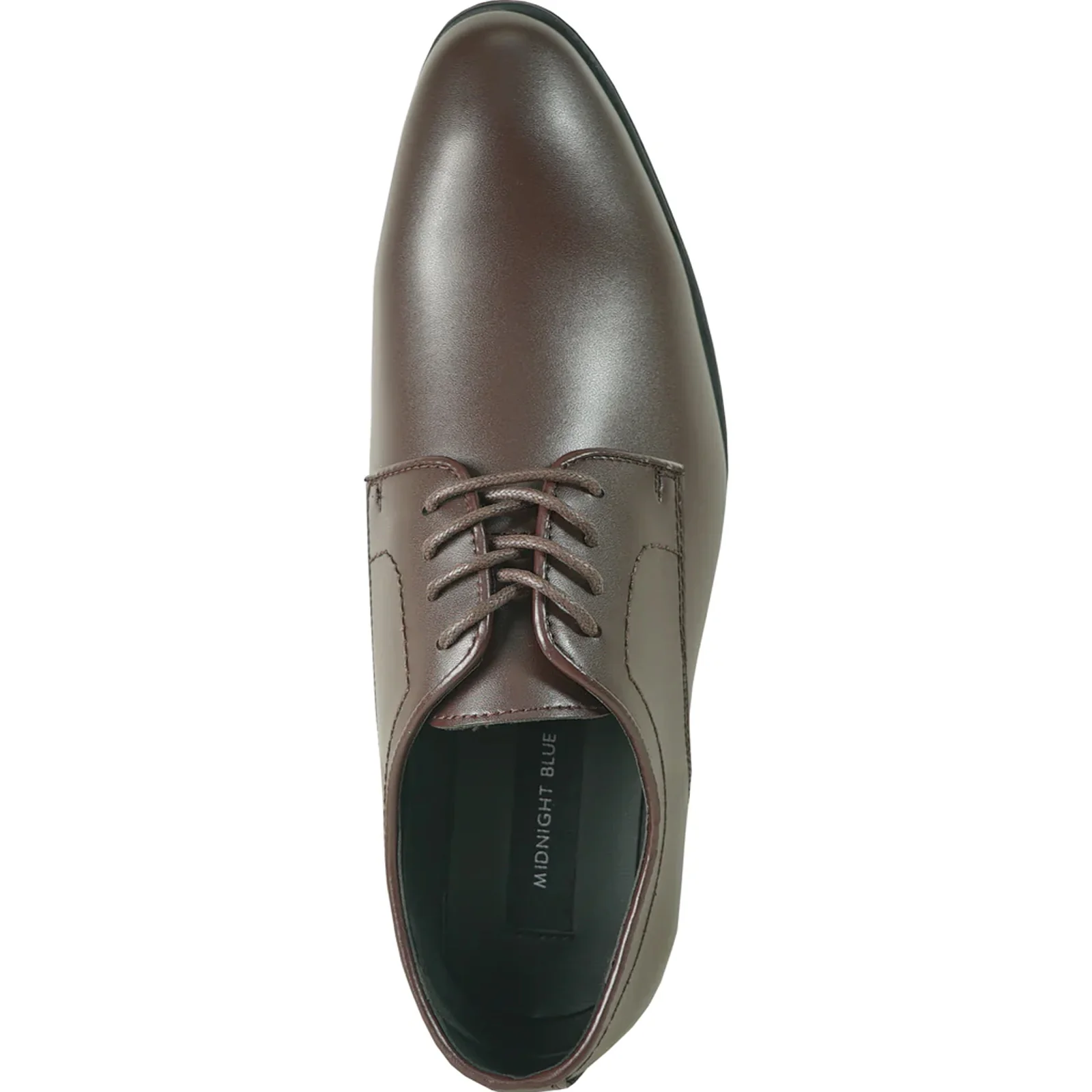 Mens Plain Round Toe Dress Oxford in Dark Brown - Image 6