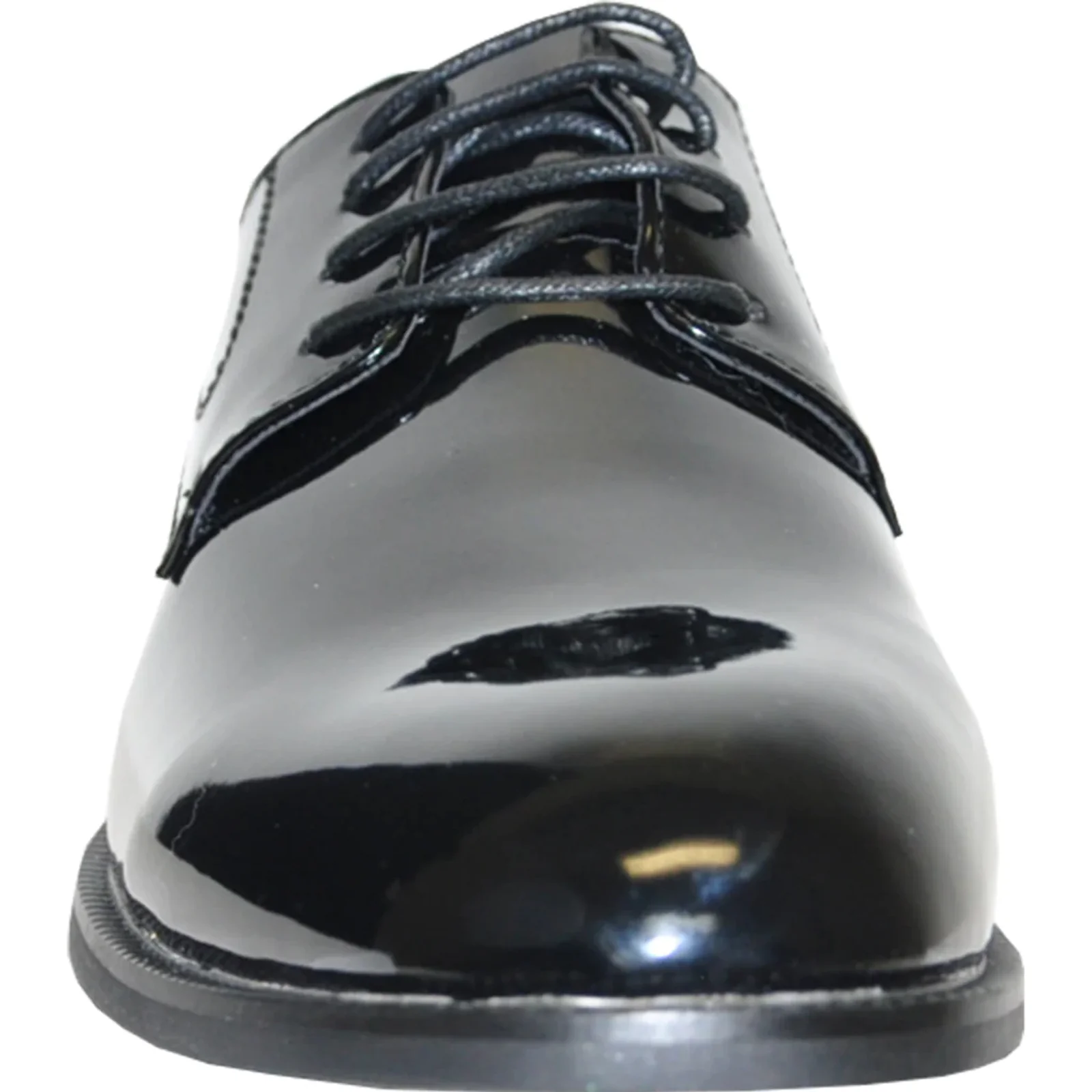 Mens Plain Round Toe Shiny Patent Tuxedo Shoe in Black - Image 4
