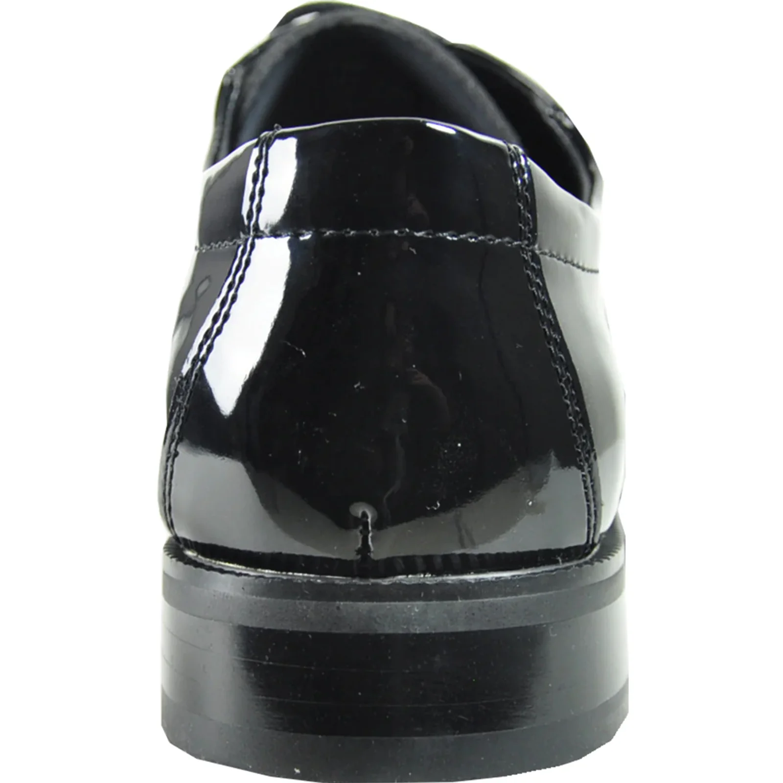 Mens Plain Round Toe Shiny Patent Tuxedo Shoe in Black - Image 5