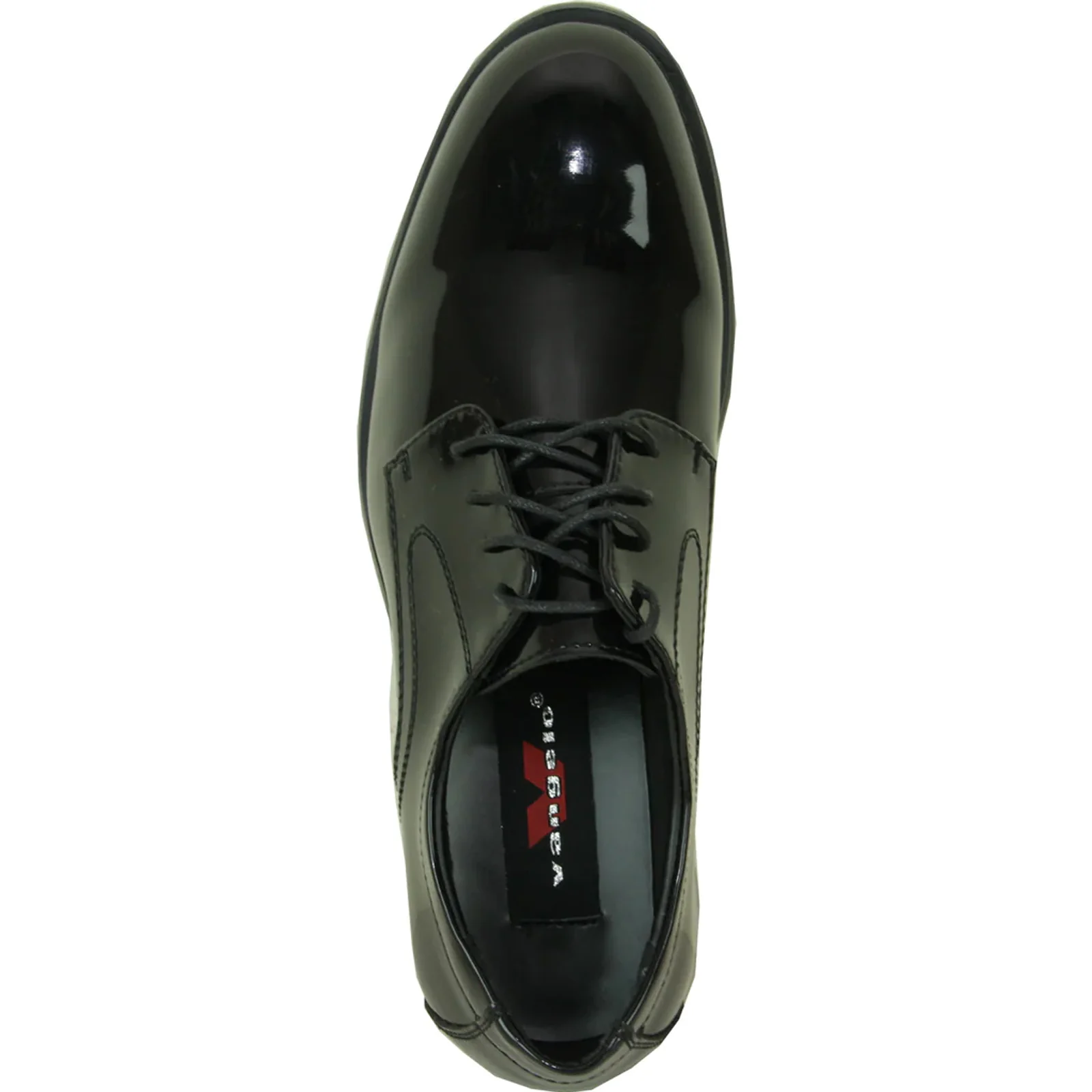 Mens Plain Round Toe Shiny Patent Tuxedo Shoe in Black - Image 6