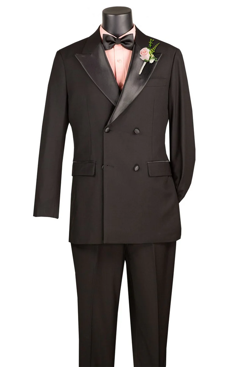 Men's Regular Fit Double Breasted Tuxedo in Black - Image 2