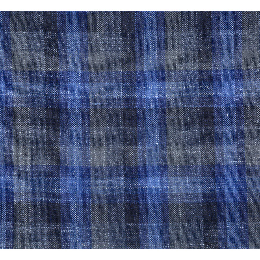 Mens Slim Fit Two Button Wool Sport Coat Blazer in Navy Blue & Grey Windowpane Plaid - Image 4