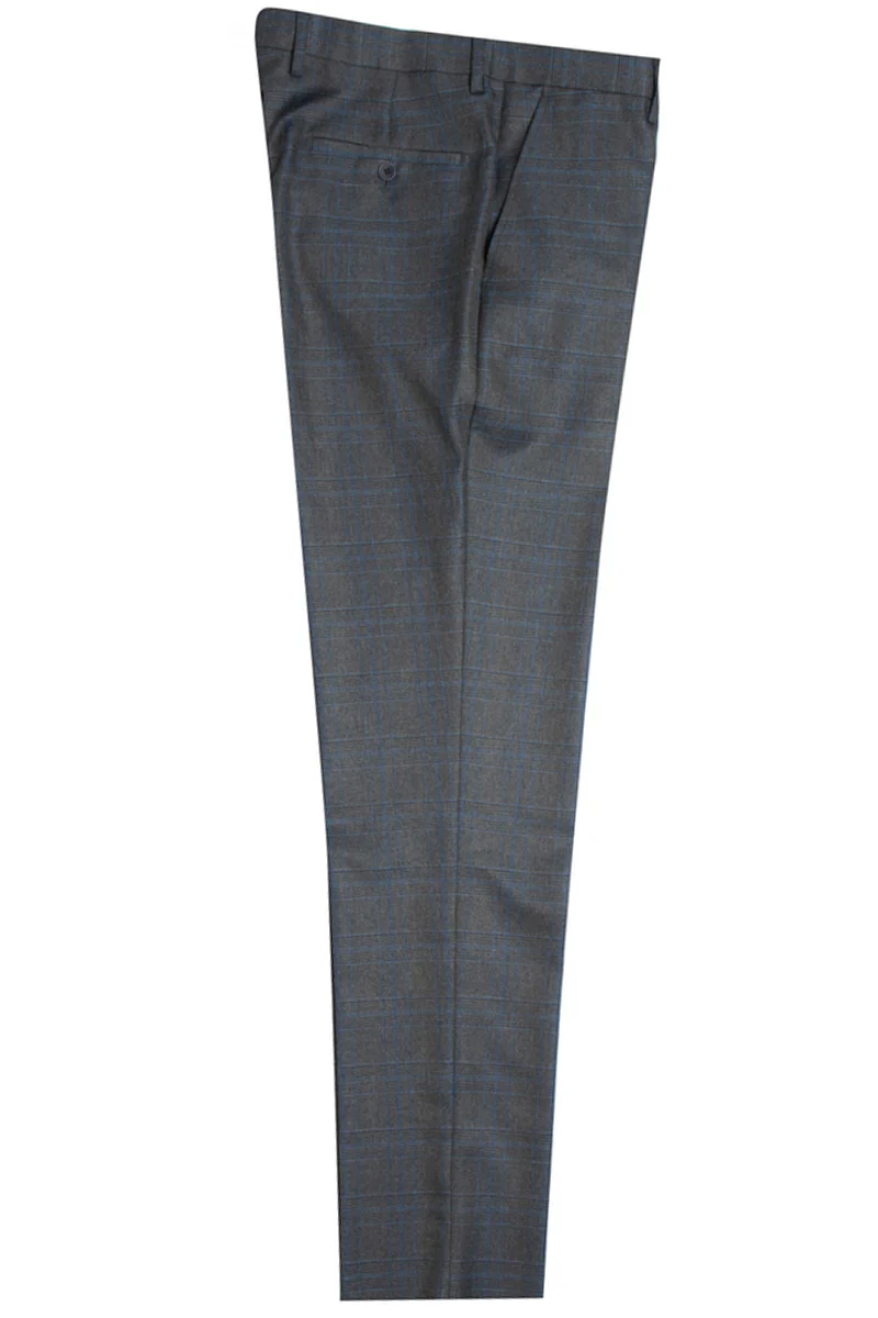 Men's Stacy Adams Double Breasted Suit in Charcoal Grey Windowpane Plaid - Image 3