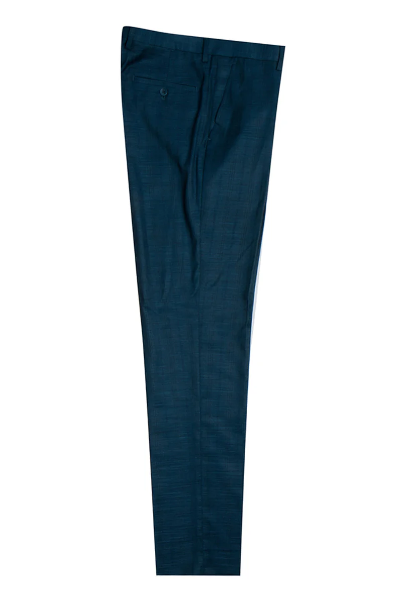 Men's Stacy Adams One Button Vested Peak Lapel Glen Plaid Suit in Blue & Green - Image 3