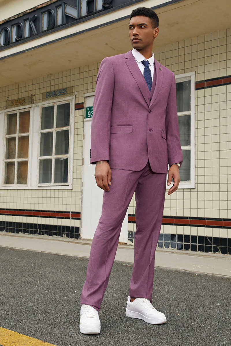 Men's Stacy Adam's Two Button Fancy Vested Suit in Lilac Lavender - Image 2