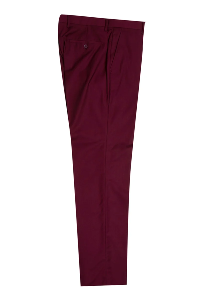 Men's Stacy Adams Vested One Button Shawl Lapel Tuxedo in Burgundy - Image 4