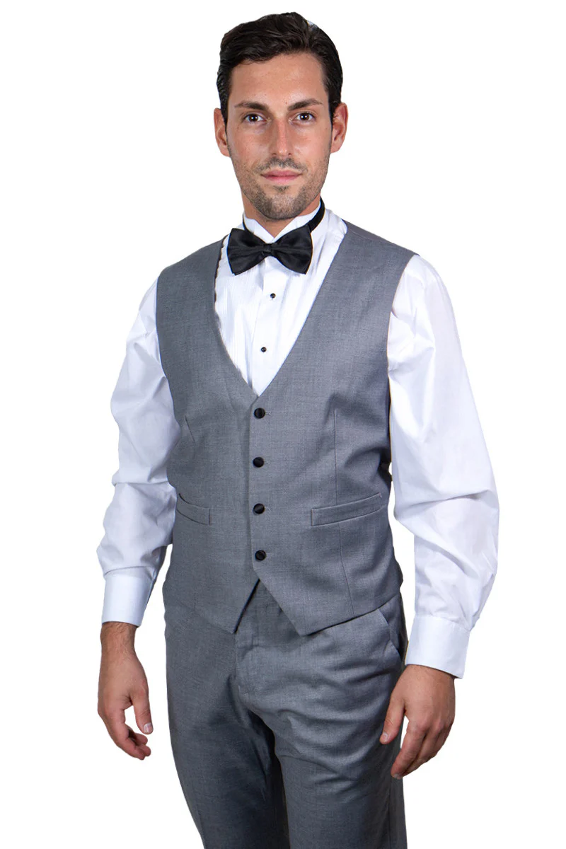 Men's Stacy Adams Vested One Button Shawl Lapel Tuxedo in Grey - Image 2