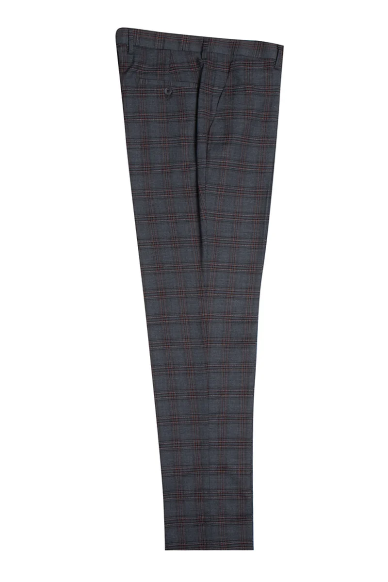 Men's Stacy Adams Two Button Vested Peak Lapel Plaid Suit in Charcoal Grey Windowpane - Image 3