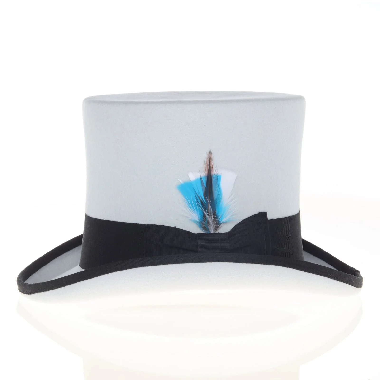 Men's Tall 100% Wool Dress Top Hat in Grey & Black - Image 3