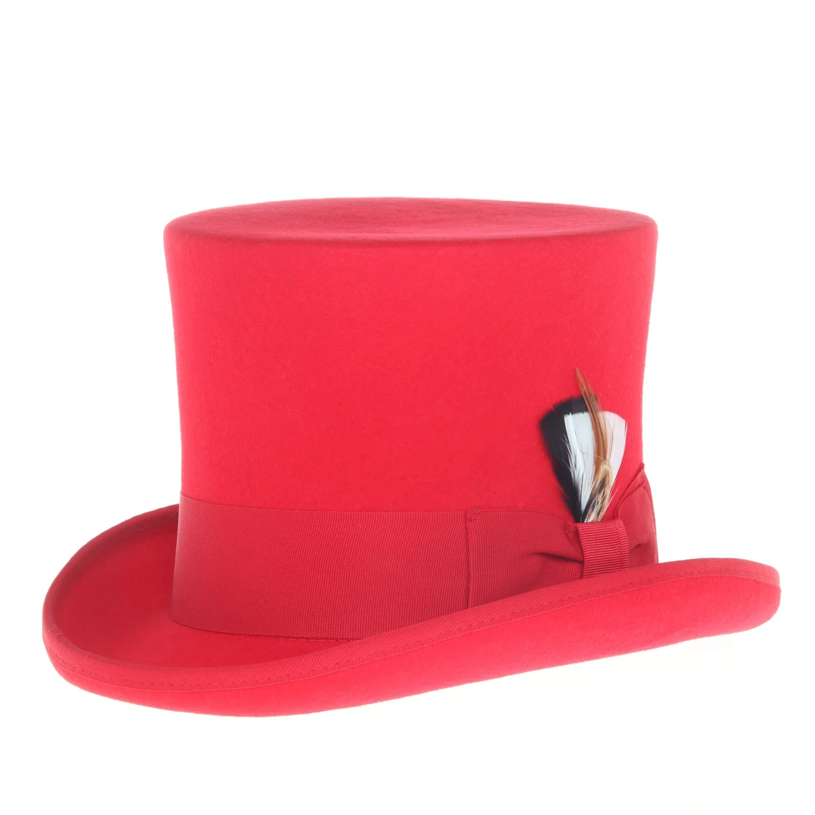 Men's Tall 100% Wool Dress Top Hat in Red - Image 2
