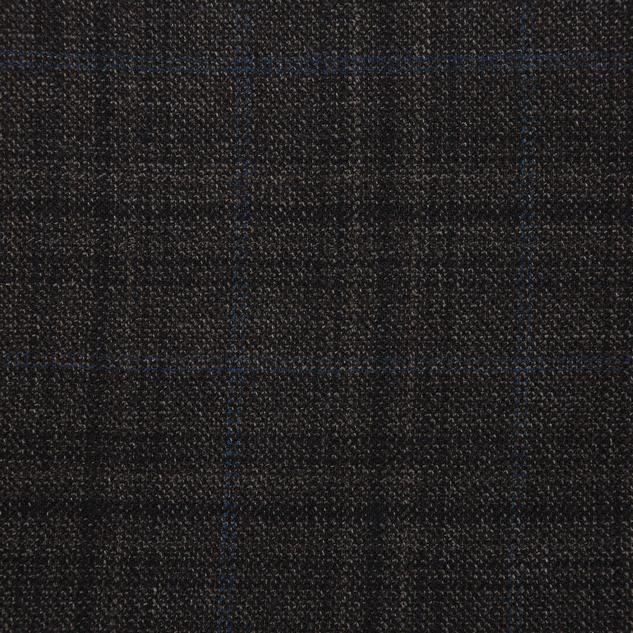 Mens Two Button Classic Fit Wool Sport Coat Blazer in Dark Brown Windowpane Plaid - Image 5