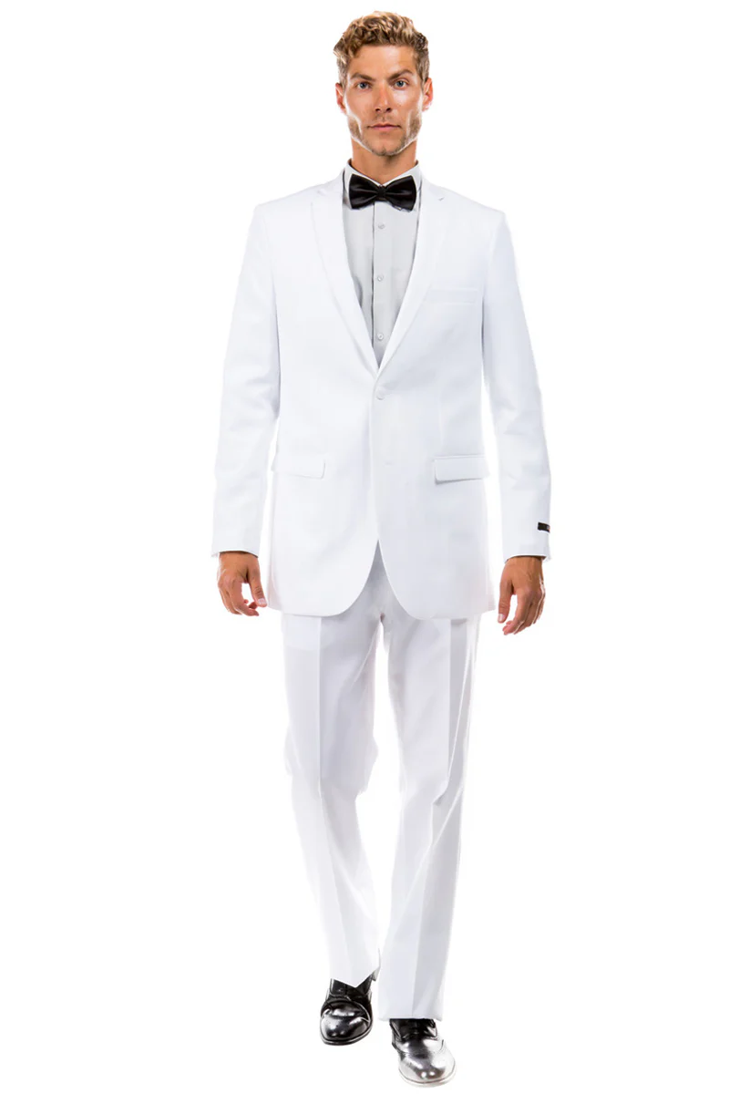 Men's Two Button Hybrid Fit Basic Business Suit in White - Image 2