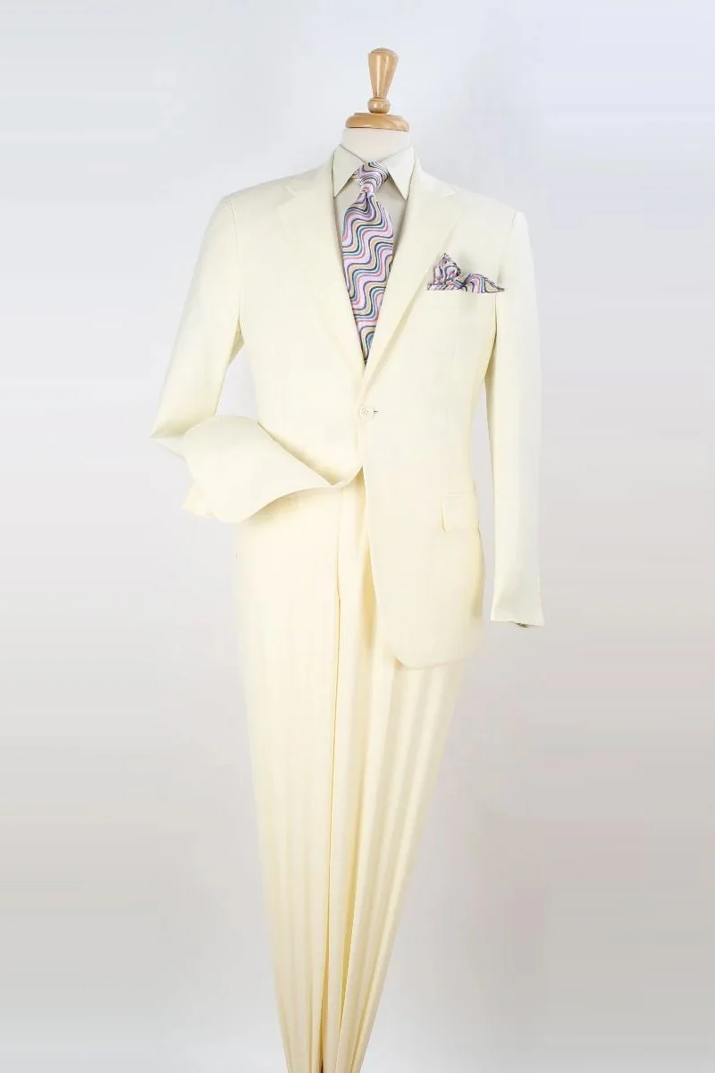 Mens Two Button Modern Fit Two Piece Suit in Ivory