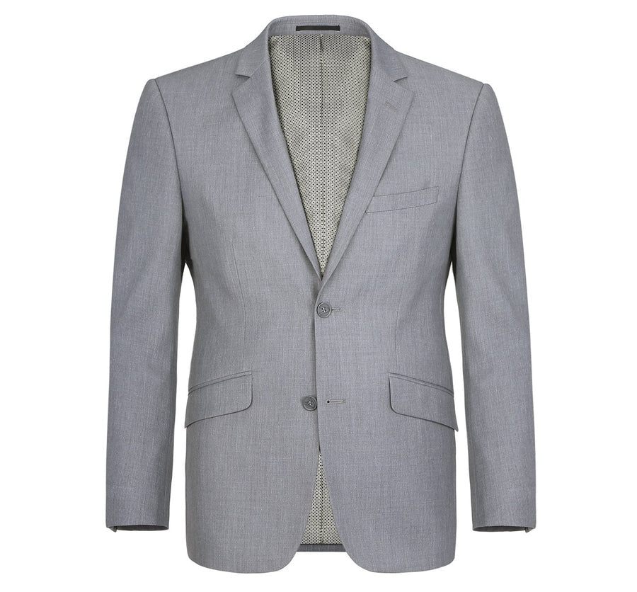 Mens Two Button Slim Fit Hack Pocket Suit in Light Grey - Image 3