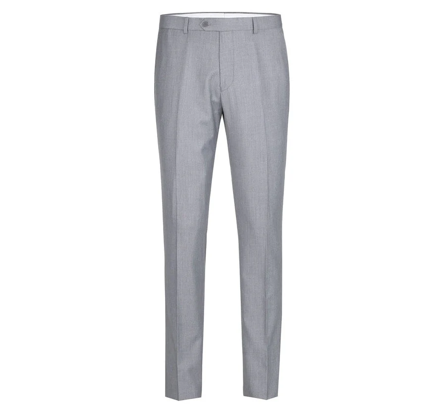 Mens Two Button Slim Fit Hack Pocket Suit in Light Grey - Image 4