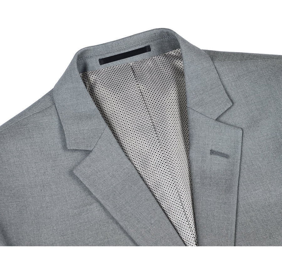 Mens Two Button Slim Fit Hack Pocket Suit in Light Grey - Image 5