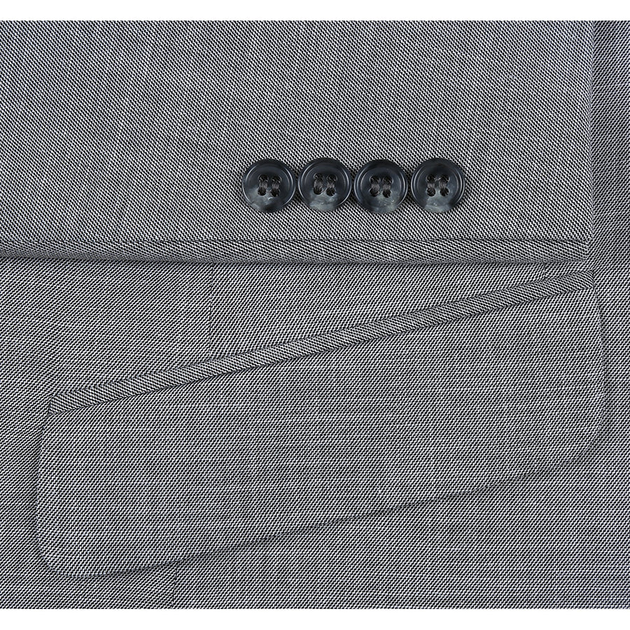 Mens Two Button Slim Fit Two Piece Hack Pocket Suit in Light Grey Weave - Image 4