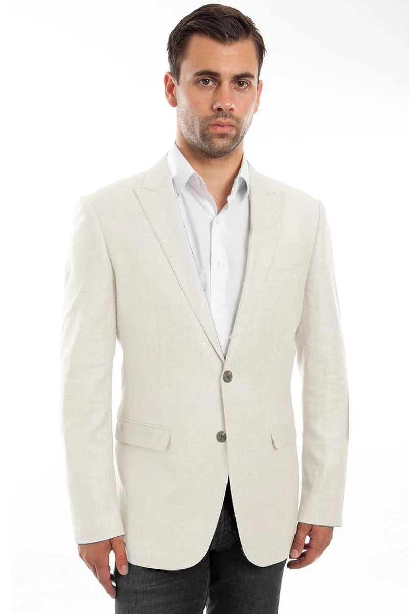 Men's Two Button Summer Linen Blazer in Ivory