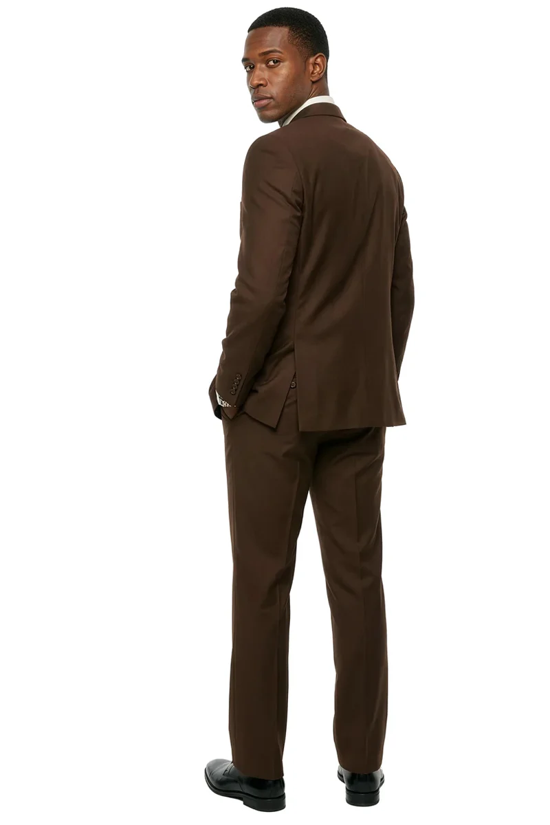 Men's Two Button Vested Stacy Adams Basic Designer Suit in Chocolate Brown - Image 4
