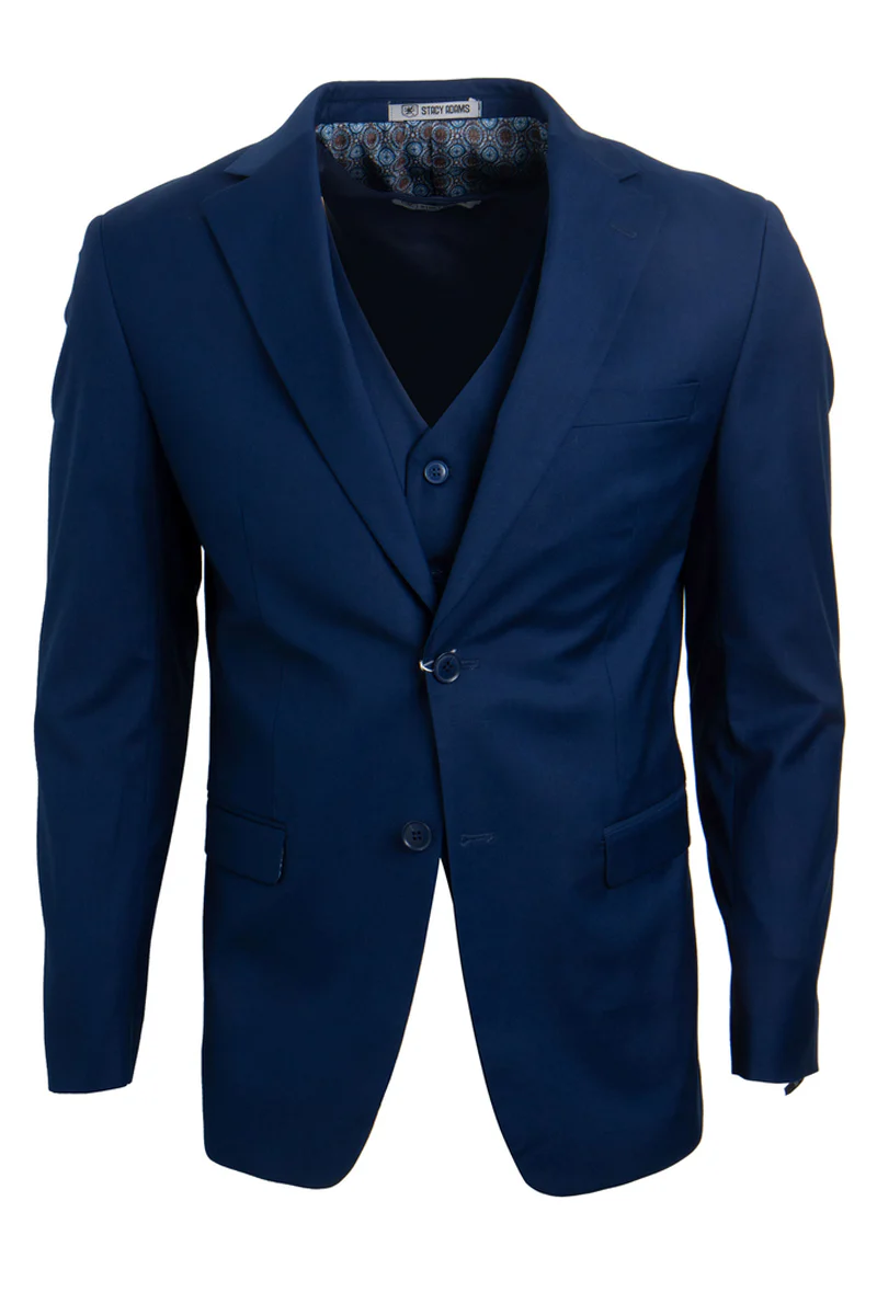 Men's Two Button Vested Stacy Adams Basic Suit in Indigo Blue - Image 2